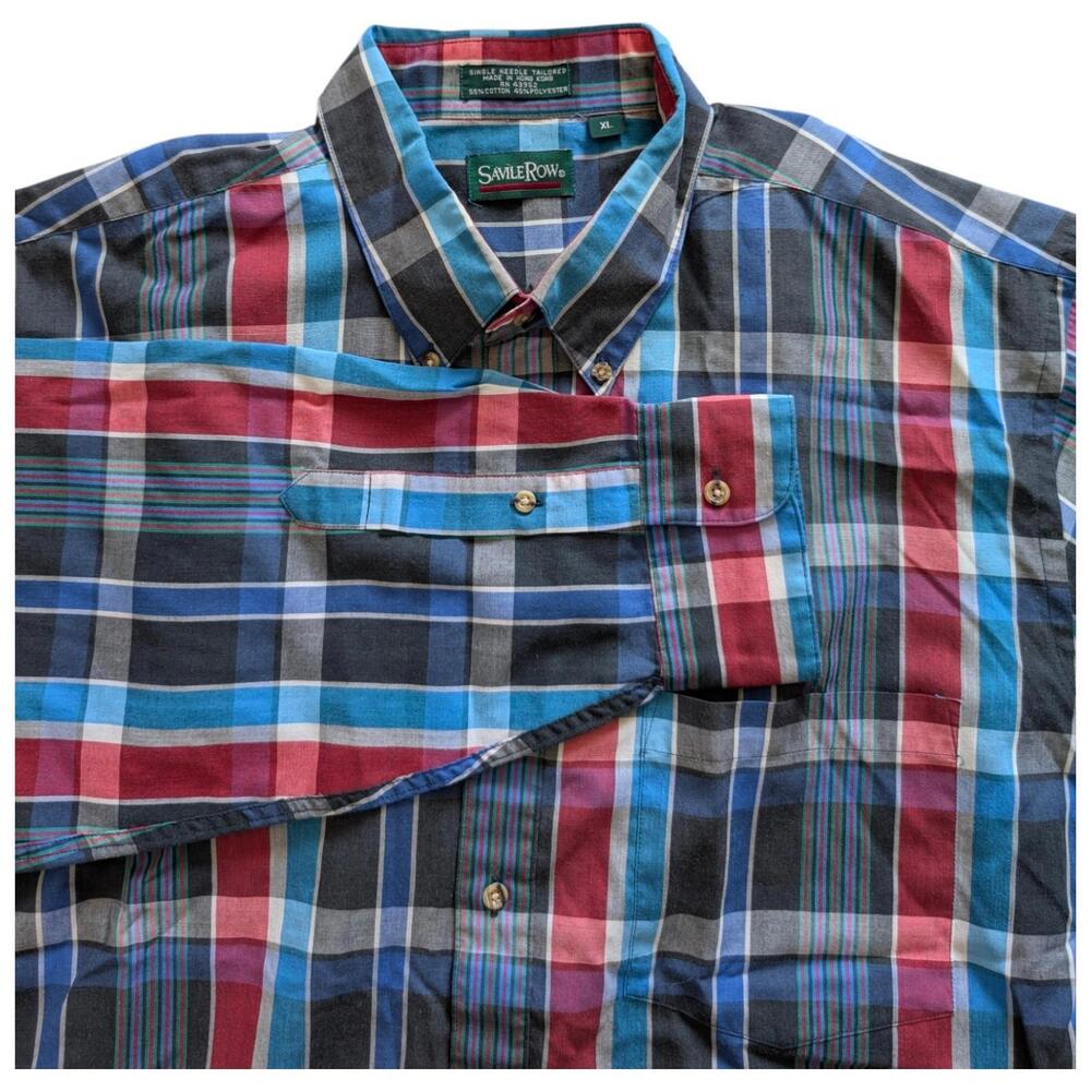 Savile Row‎ Shirt Mens XL Plaid Button Down Long Sleeve Tailored Dress Shirt